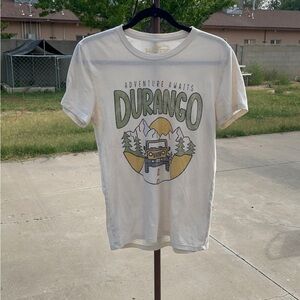Green and White Short Sleeve Tee with Durango Design
